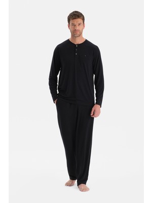 Dagi Antrasit Melanj Uzun Kollu Pat ve Cep Detaylı Pijama Takım