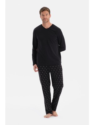 Dagi Siyah V Yaka Uzun Kollu Pijama Takım