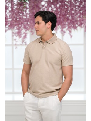 Advante Slimfit Spor Örgü Kumaş Tek Düğme Polo Yaka T-Shirt