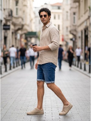 Kaizer Jeans Mavi Double Paça Erkek Şort
