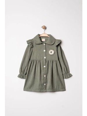 Joy Kids Kız Çocuk Şönil Kumaş Düğmeli Elbise (6-24AY)