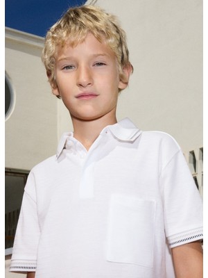 Mayoral Erkek Çocuk Cep Detaylı Polo T-Shirt Krem - 06164