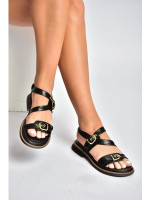 Fox Shoes Y996062509 Siyah Toka Detaylı Kadın Sandalet