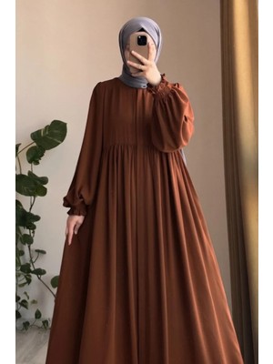 Ande Tesettür Robalı Ferace - Taba