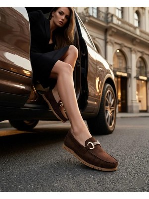 Nesil Shoes Neyna 8062 Kahve Süet Günlük Kadın Ayakkabı