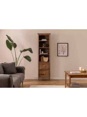 Vivense Ranch Çekmeceli Kitaplık, 4 Raflı, Ceviz