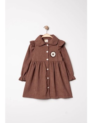Joy Kids Kız Çocuk Şönil Kumaş Düğmeli Elbise (6-24AY)