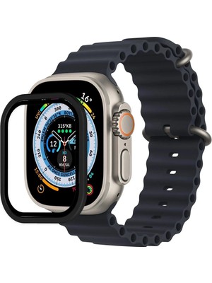 Durukar®   Watch Ultra 49MM Alüminyum Kasa Cam Ekran Koruyucu - Siyah