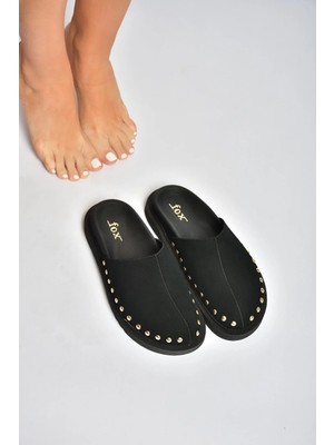 Fox Shoes Y918132902 Siyah Süet Önü Kapalı Sabo Terlik