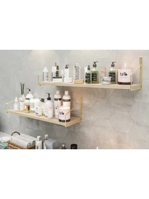 Vivense Bino Paslanmaz Mutfak Banyo Rafı, Ikili, Gold