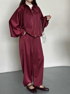 Vess Moda Saten Oversize Kalıp Ceket ve Pantolon Ikili Takım