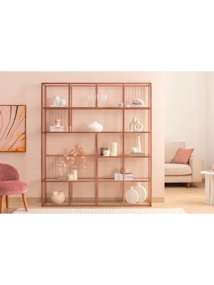 Vivense Lola Rose Metal Kitaplık, Kırmızı, 160 cm