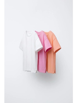 Magu Kız Çocuk Pamuklu Pastel Basic T-Shirt 3'lü Set