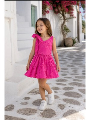 Lolli Boom Kids Kız Çocuk Omuzdan Bağlamalı Katlı Elbise