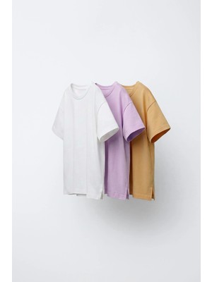 Magu Kız Çocuk Pamuklu Basic T-Shirt 3'lü Set