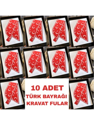 Nurfemina Türk Bayrağı Desenli Şık Kadın Kravat Fular 10 Adet