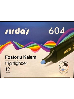 Sırdaş Fosforlu Kalem 12'li Paket Mavi 604