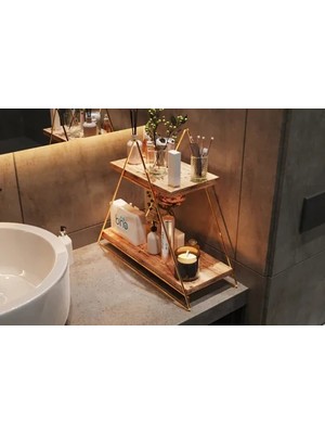Vivense Bino Üçgen Masif Paslanmaz Mutfak Banyo Düzenleyici Raf, Gold
