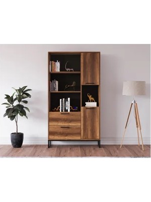 Vivense Furmet Modüler Yukon 2 Çekmeceli Kitaplık, 4 Raflı