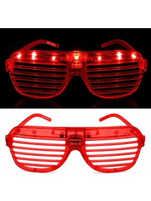 Aylina Mey Ithalat® LED Işıklı Panjur Parti Gözlüğü Kırmızı Renk Shutter Gözlük