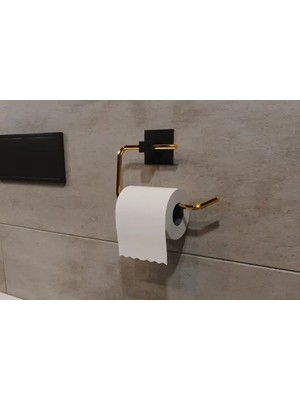 Vivense Bino Yapışkanlı Tasarım Tuvalet Kağıtlığı Askısı, Gold, Paslanmaz Çelik