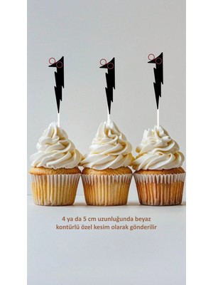 Harry Potter 1 Yaş Temalı Konsept Kürdanlı Cupcake Süsü Doğum Günü Süsü *20'li Kalın Kağıt