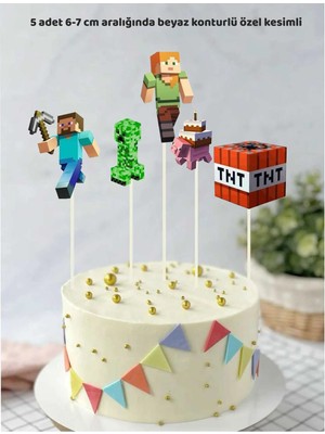 Minecraft Temalı Pasta Süsü Parti Malzemeleri Doğum Günü