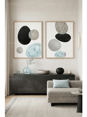 Tontilika Modern Minimalist 2'li Ahşap Çerçeveli Tablo Seti