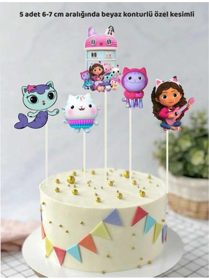 Gabby Dollhouse Hayal Evi Temalı Pasta Süsü Parti Malzemeleri Doğum Günü