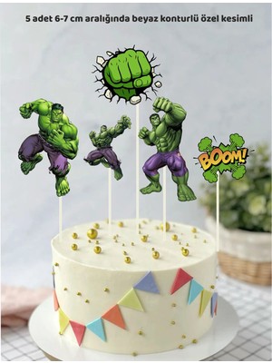 Hulk Temalı 5 Adet Doğum Günü Pata Süsü