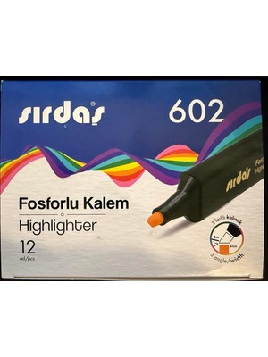 Sırdaş Fosforlu Kalem 12'li Paket Turuncu 602