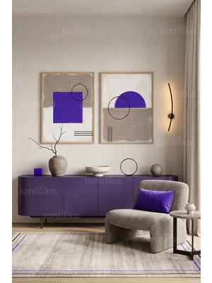 Tontilika Mor Minimalizm 2'li Ahşap Çerçeveli Tablo Seti