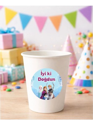 20 Adet 4 cm Elsa Frozen Yuvarlak Happy Birthday Doğum Günün Kutlu Olsun Sticker Çıkartma Etiket