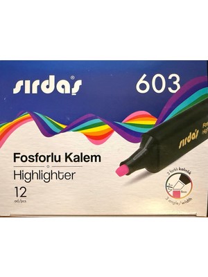 Sırdaş Fosforlu Kalem 12'li Paket Pembe 603