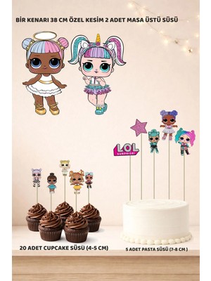 Lol Bebek Doğum Günü Süsü Seti - Pasta Süsü, Cupcake Süsü, Pano Masa Üstü Süsü