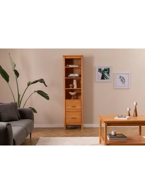 Vivense Ranch Çekmeceli Kitaplık, 4 Raflı, Meşe