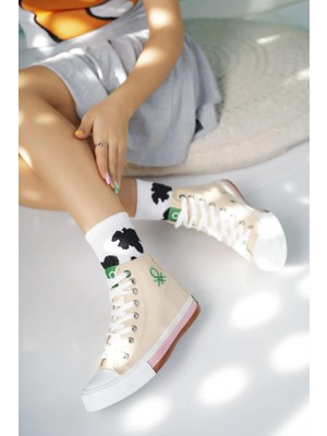 Benetton 30189 Bej Boğazlı Kadın Sneakers