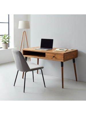 Mobenta Neo Desk: Masif Çalışma Masası 1 Çekmece ve 1 Laptop Bölmesi - 120 cm Tk