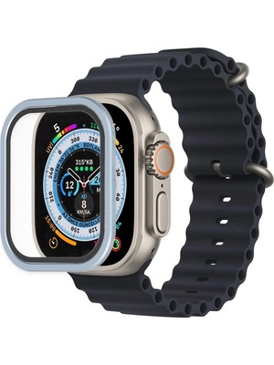 Durukar®   Watch Ultra 49MM Alüminyum Kasa Cam Ekran Koruyucu - Mavi