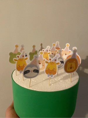 Hayvan Temalı Cupkek Pasta Süsü 15 Adet