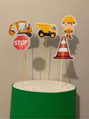 Inşaat Temalı Doğum Günü Pasta Süsü Doğum Günü Süsü