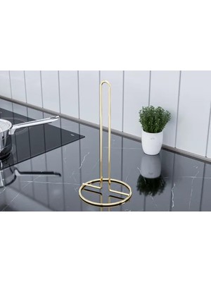 Vivense Bino Gold Altın Kaplama Paslanmaz Havlu Peçetelik Metal Kağıt Rulo Havluluk