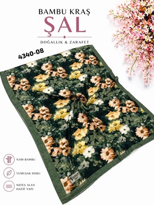 Sedef Desenli Bambu Kraş Şal