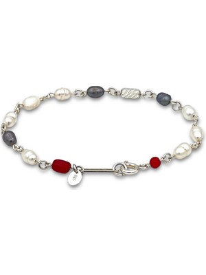 Pearl & Coral - Inci Mercan Gümüş Erkek Bileklik MEY2412052