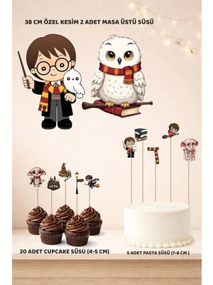 Harry Potter Doğum Günü Süsü Seti - Pasta Süsü, Cupcake Süsü, Pano Masa Üstü Süsü