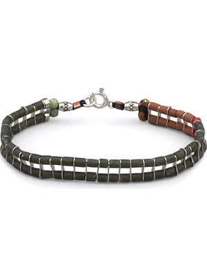 Citrus - Jade Tiger Eye Erkek Double Bileklik MEY2412013