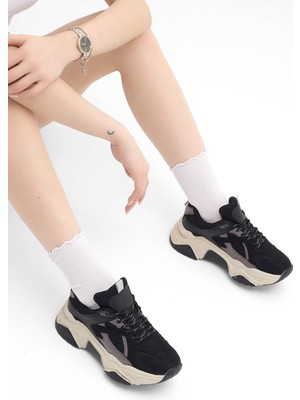 Tonny Black Kadın Siyah Rahat Kalıp Poli Taban Bağcıklı Sneaker