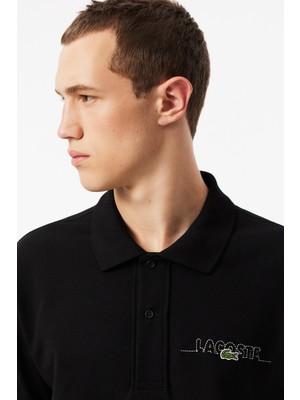 Lacoste Classic Fit Polo T-Shirt Erkek Polo Yaka Tişört Siyah