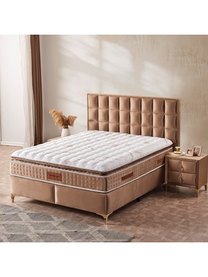 KUMSHOME Parma Tek Kişilik Ultra Full Ortopedik Pedli Yaylı Yatak + Baza + Başlık 3'lü Set