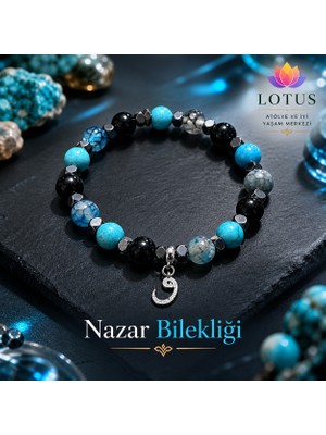 🧿 Premium Nazar Bileklik Serisi – Turkuaz, Turmalin & Mavi Akik Doğal Taş Bileklik | Lotus Atölye ve İyi Yaşam Merkezi